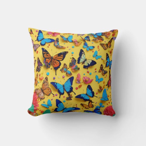 Sunny Wings Vibrant Butterfly Bliss Pillow
