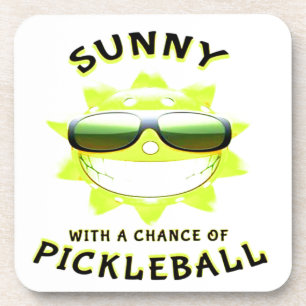 Sunny With a Chance of PickleBall Beverage Coaster