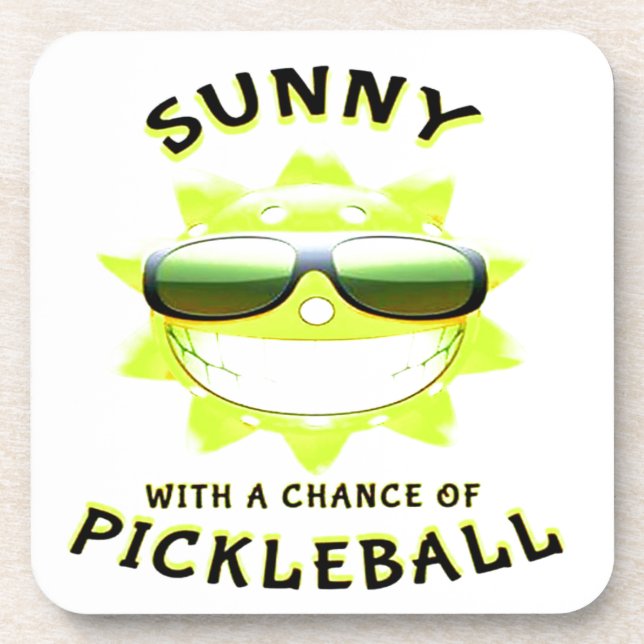 Sunny With a Chance of PickleBall Beverage Coaster (Front)