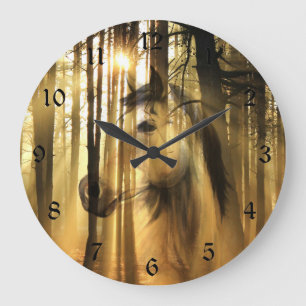 Sunny woodland horse large clock