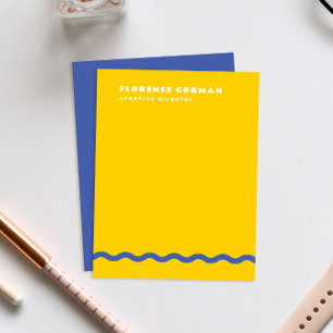 Sunny Yellow and Blue Violet Wavy Frame Personal Thank You Card