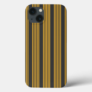 Sunny yellow and charcoal five stripe pattern iPhone 13 case