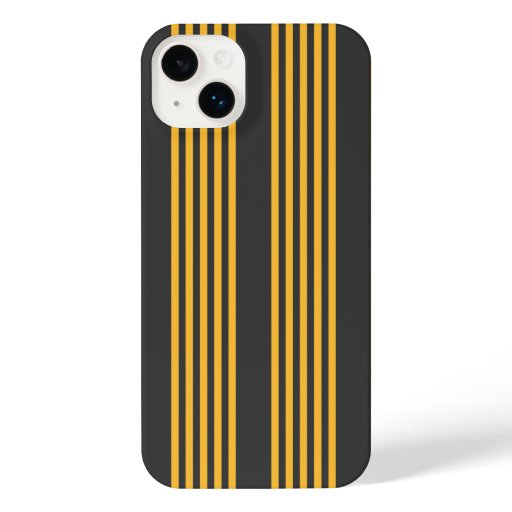 Sunny yellow and charcoal five stripe pattern iPhone 14 plus case