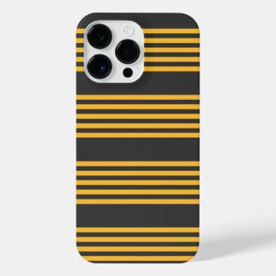 Sunny yellow and charcoal five stripe pattern iPhone 14 pro max case