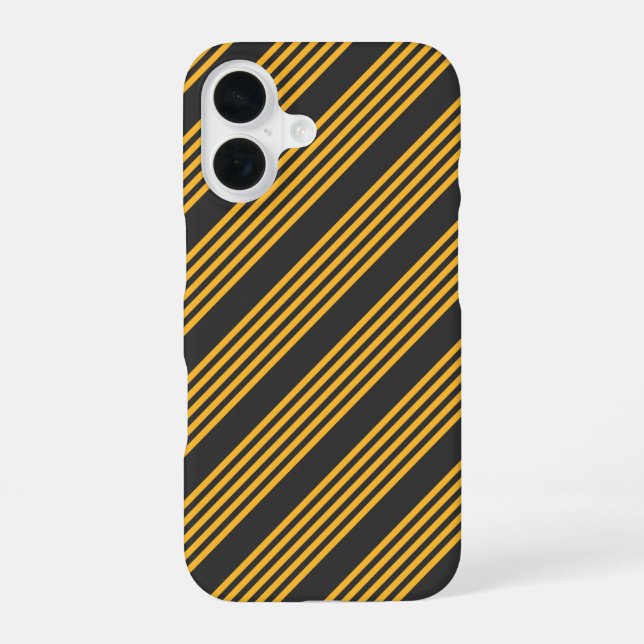 Sunny yellow and charcoal five stripe pattern iPhone case (Back)