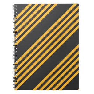 Sunny yellow and charcoal five stripe pattern notebook