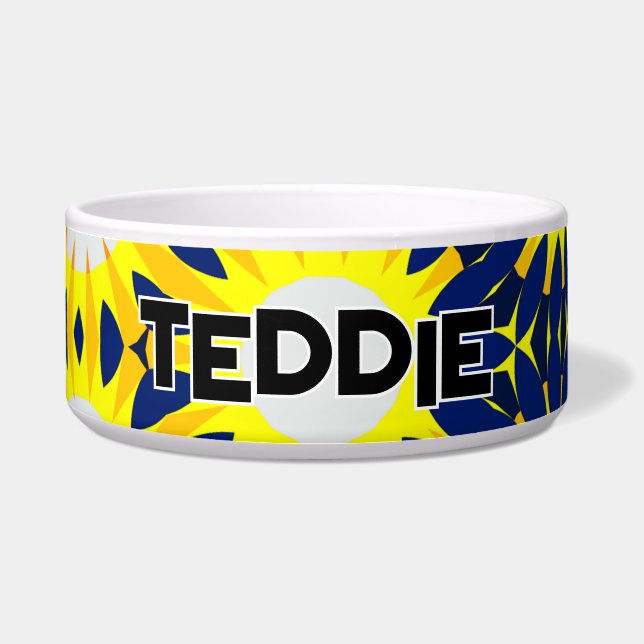 Sunny Yellow and Navy Sunflower Vibrant  Bowl (Front)