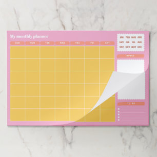 Sunny Yellow and Pink Custom title Monthly Planner Paper Pad