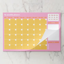 Sunny Yellow and Pink Monthly Planner w/ date box