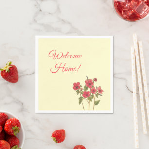 Sunny Yellow and Pink Wildflowers Welcome Home Napkins