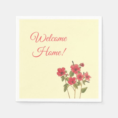 Sunny Yellow and Pink Wildflowers Welcome Home Napkins