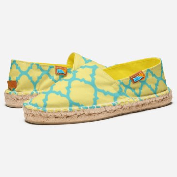 Sunny Yellow and Teal Quatrefoil Trellis Pattern