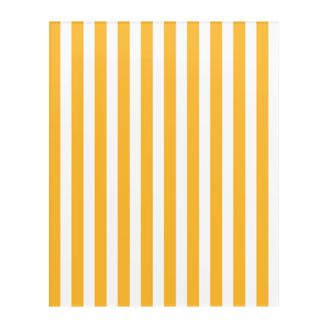 Sunny yellow and white candy stripes acrylic print (Front)