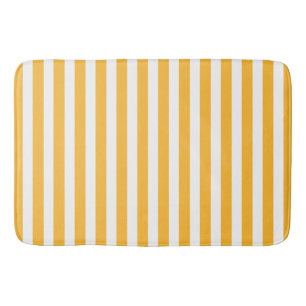 Sunny yellow and white candy stripes bath mat