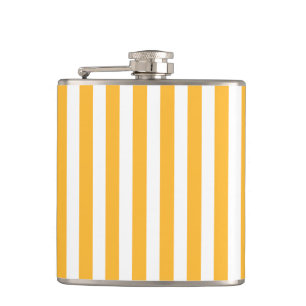 Sunny yellow and white candy stripes flask