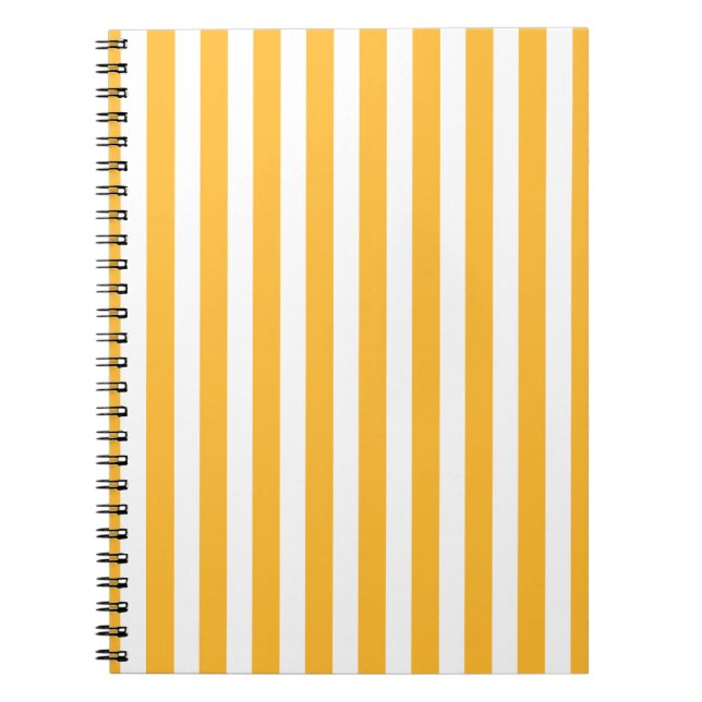 Sunny yellow and white candy stripes notebook (Front)