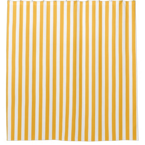 Sunny yellow and white candy stripes shower curtain