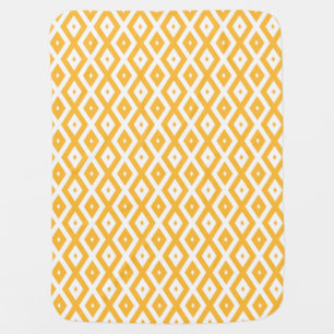 Sunny yellow and white diamond pattern baby blanket