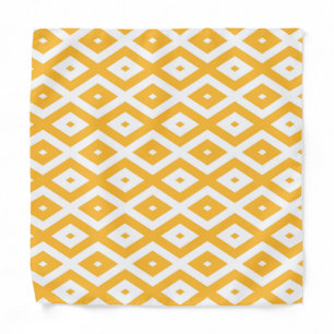 Sunny yellow and white diamond pattern bandana