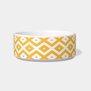 Sunny yellow and white diamond pattern bowl