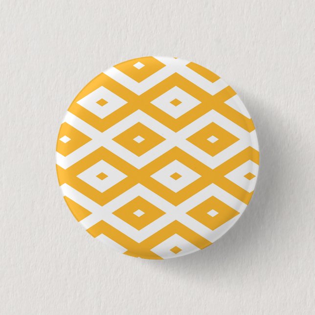 Sunny yellow and white diamond pattern button (Front)