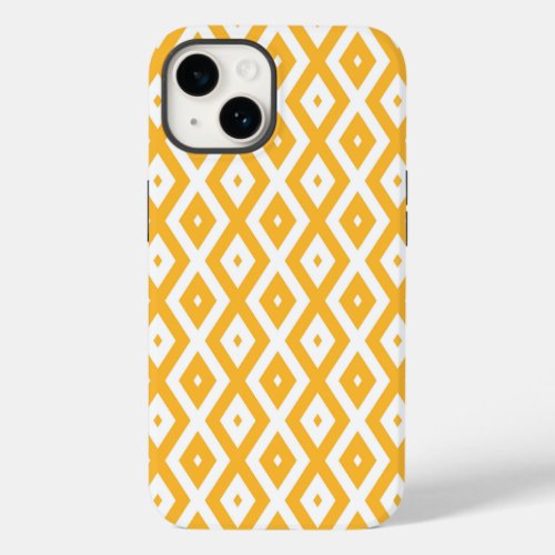 Sunny yellow and white diamond pattern Case_Mate iPhone 14 case
