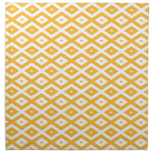 Sunny yellow and white diamond pattern cloth napkin
