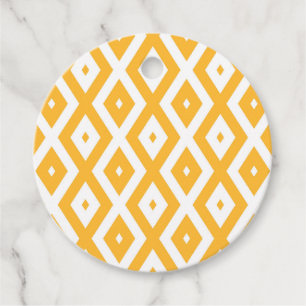 Sunny yellow and white diamond pattern favor tags