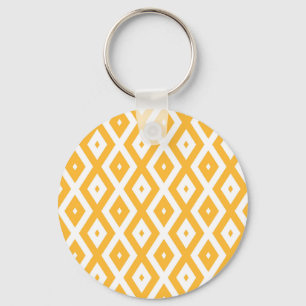 Sunny yellow and white diamond pattern keychain