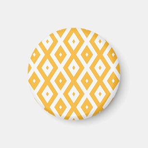 Sunny yellow and white diamond pattern magnet