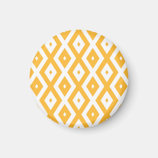 Sunny yellow and white diamond pattern magnet (Front)