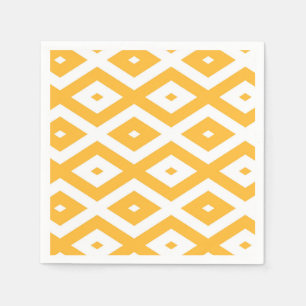 Sunny yellow and white diamond pattern napkins