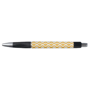 Sunny yellow and white diamond pattern pen