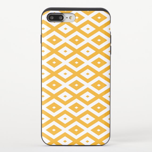 Sunny yellow and white diamond pattern uncommon iPhone case (Back)