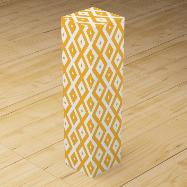 Sunny yellow and white diamond pattern wine box (Front)