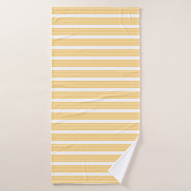 Sunny yellow and white five stripe pattern bath towel (Bath Towel)