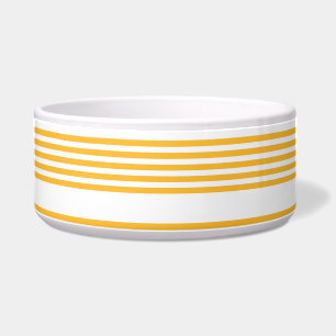 Sunny yellow and white five stripe pattern bowl