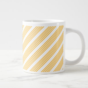 Sunny yellow and white five stripe pattern giant coffee mug