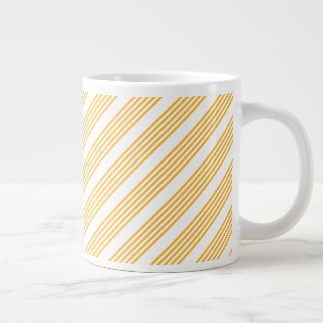 Sunny yellow and white five stripe pattern giant coffee mug (Right)