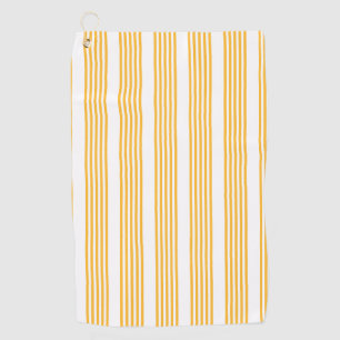 Sunny yellow and white five stripe pattern golf towel