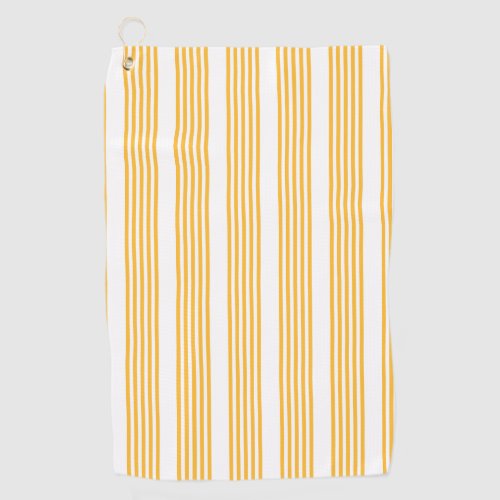 Sunny yellow and white five stripe pattern golf towel