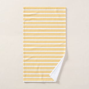 Sunny yellow and white five stripe pattern hand towel