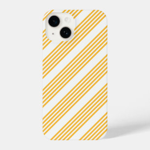 Sunny yellow and white five stripe pattern iPhone 14 case