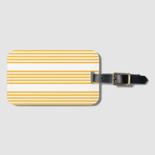 Sunny yellow and white five stripe pattern luggage tag