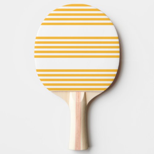 Sunny yellow and white five stripe pattern ping pong paddle