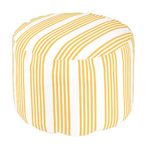 Sunny yellow and white five stripe pattern pouf