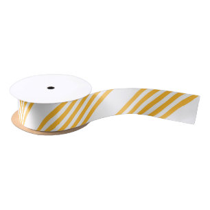 Sunny yellow and white five stripe pattern satin ribbon