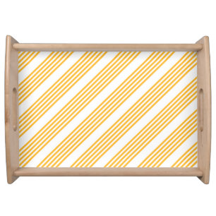 Sunny yellow and white five stripe pattern serving tray