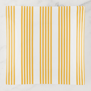 Sunny yellow and white five stripe pattern trinket tray