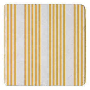 Sunny yellow and white five stripe pattern trivet